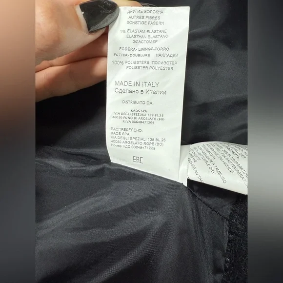 KAOS Made in Italy Black & White Tweed Jacket Rhinestone Buttons Parisian Style - Picture 8 of 11